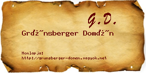 Grünsberger Domán névjegykártya